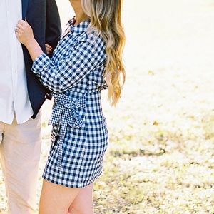 L’Academie Blue and White Button Down Dress, Size Small